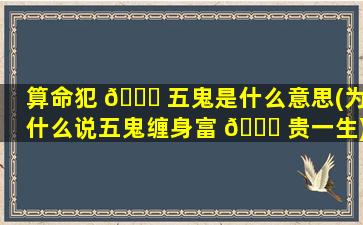 算命犯 🐞 五鬼是什么意思(为什么说五鬼缠身富 🐒 贵一生)